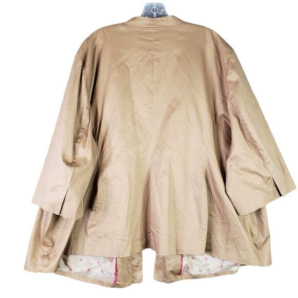 Catherines Blazer Open Front Jacket Plus Size 4X 30/32W Khaki Tan Canvas Pockets - Picture 3 of 11